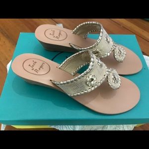 Jack Rogers Platinum midi wedge sandal